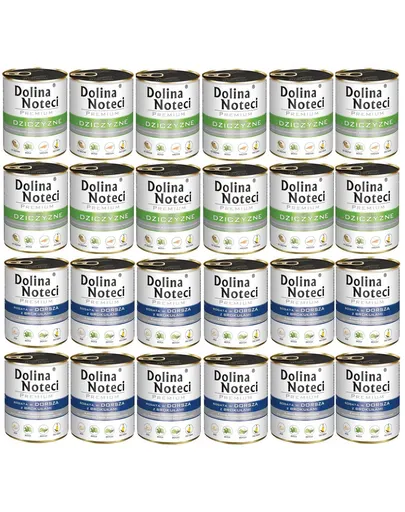 DOLINA NOTECI Premium Mix 24x800 g vânat și cod cu broccoli hrană umedă pentru câini