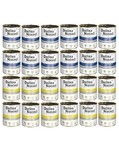 DOLINA NOTECI Premium Mix pui și cod cu broccoli 24x800 g conserve hrană umedă câini