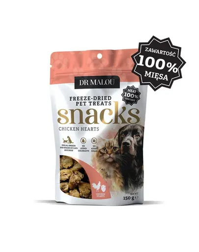 DR MALOU inimi de pui 150 g recompense pentru câini și pisici 100% liofilizate