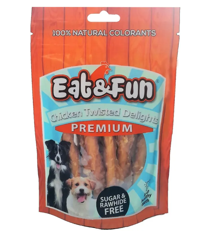Eat&amp;Fun Recompense Caini Chicken Twisted Delights 100 g