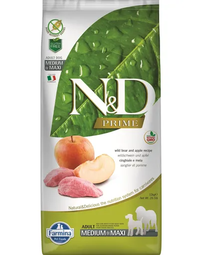 FARMINA N&amp;D Adult Medium/Maxi Harna pentru caini de talie medie si mare, cu carne de mistret si mar 2,5 kg