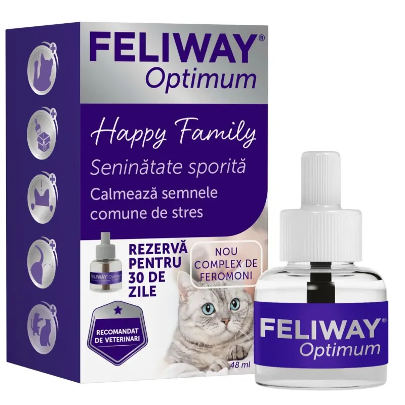 FELIWAY Optimum Rezervă diffuser, feromoni, sistem nervos & calmante pisici, 48ml