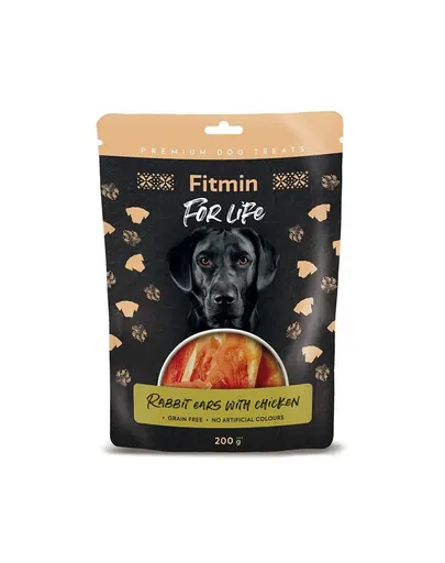 FITMIN For Life Rabbit Ears with Chicken 200 g gustare pentru câini, urechi de iepure cu pui