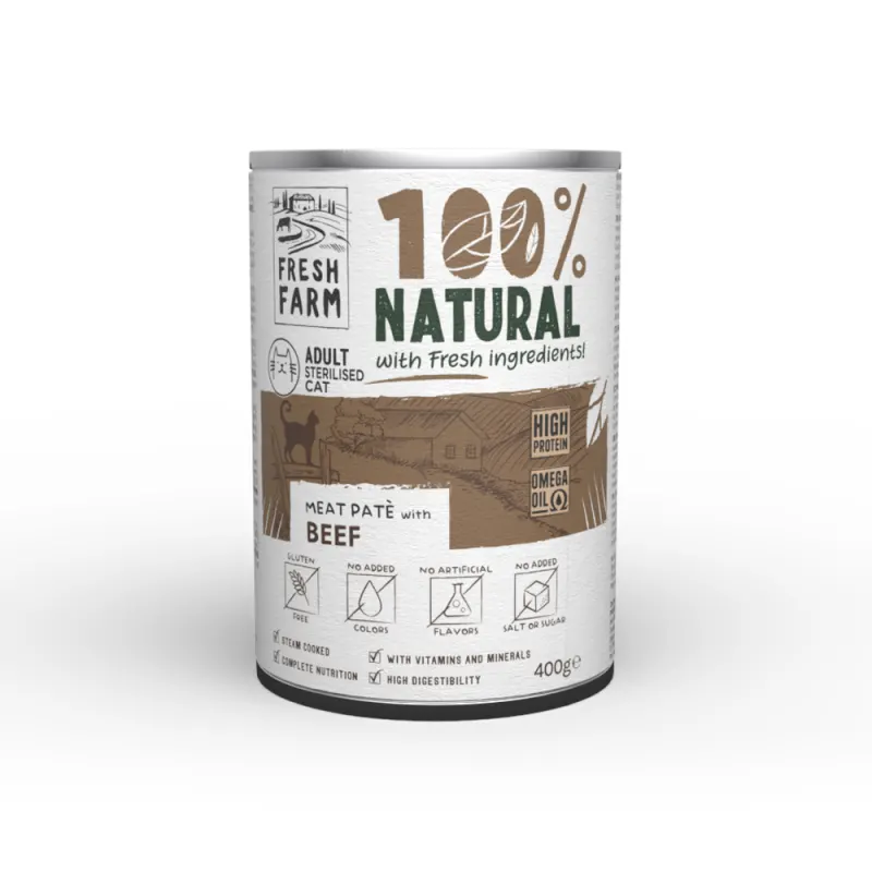 Fresh Farm Smooth pate with beef 400 gr Cat