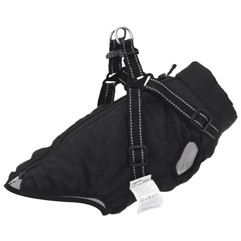 Haina caini cu ham impermeabila reflectorizanta, negru, l