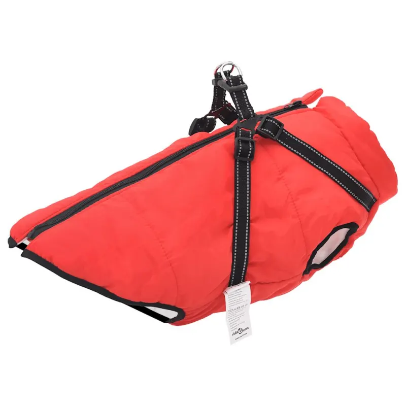 Haina caini cu ham impermeabila reflectorizanta, rosu, 3xl