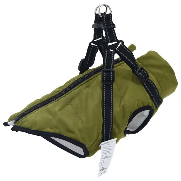 Gossi haina caini cu ham impermeabila reflectorizanta, verde kaki, xl