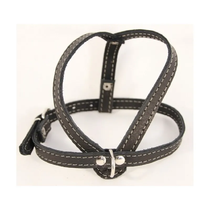 Ham din piele, negru, reglabil, 33-43 cm
