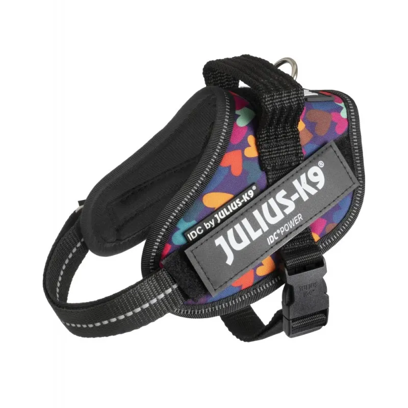 Ham JK9 IDC Power, Mixed Heart, reflectorizant, circumferința piept 40-53 cm, pentru câini cu greutate de 4-7 kg