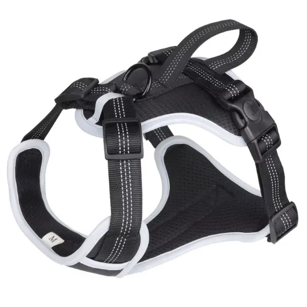 Ham Reflectorizant cu Maner, pentru Caini, Marimea M, Material textil Rezistent, Negru Engros