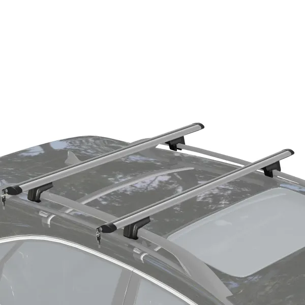 HOMCOM Bare transversale auto 135 cm, portbagaj blocabil cu 2 chei, compatibile cu șine laterale de 120 cm, argintie | Aosom Romania