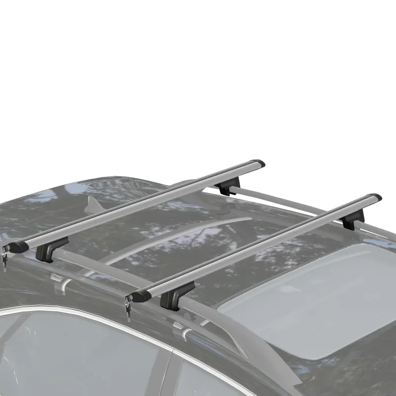 HOMCOM Bare transversale auto 135 cm, portbagaj blocabil cu 2 chei, compatibile cu șine laterale de 120 cm, argintie | Aosom Romania