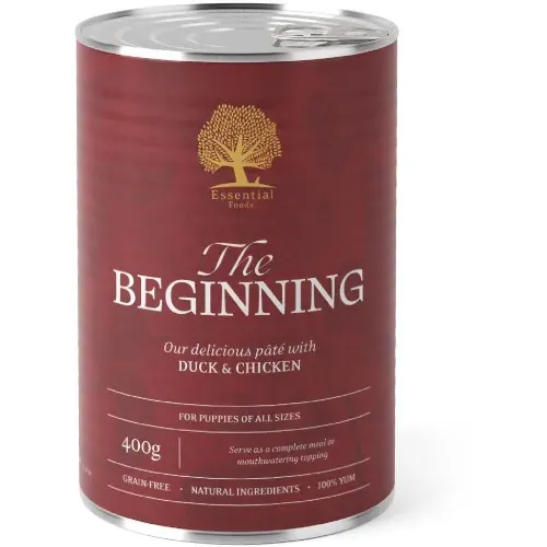 Hrana umeda caini juniori, Essential Pate Beginning Rata si Pui, 400 g