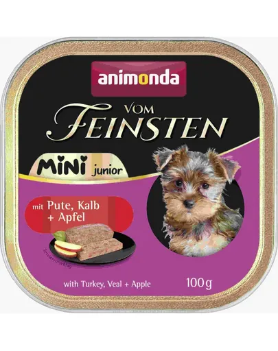 Hrană umedă căței rase mici junior ANIMONDA Mini 6x100g curcan vițel măr