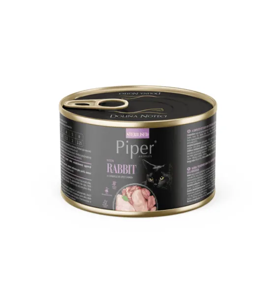 Hrana umeda pentru pisici, Piper Cat Sterilised, carne de iepure, 185g