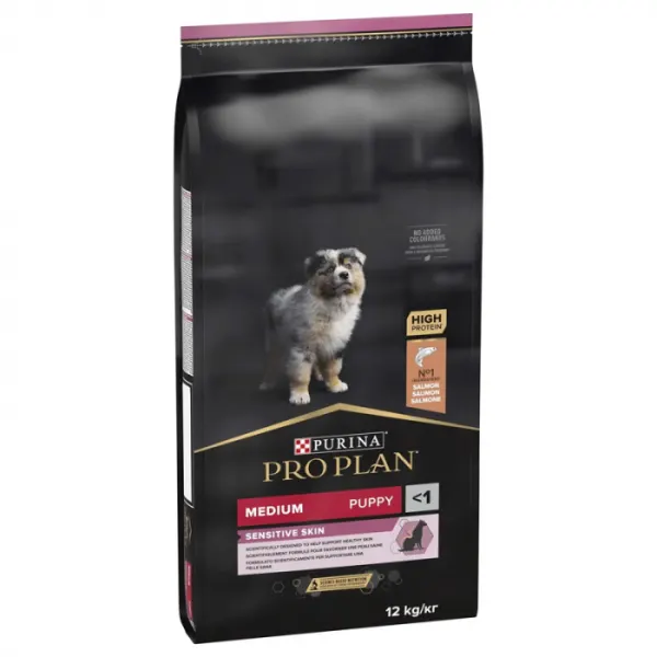 Hrana uscata pentru caini Pro Plan Medium Puppy Sensitive Skin cu somon 12 kg