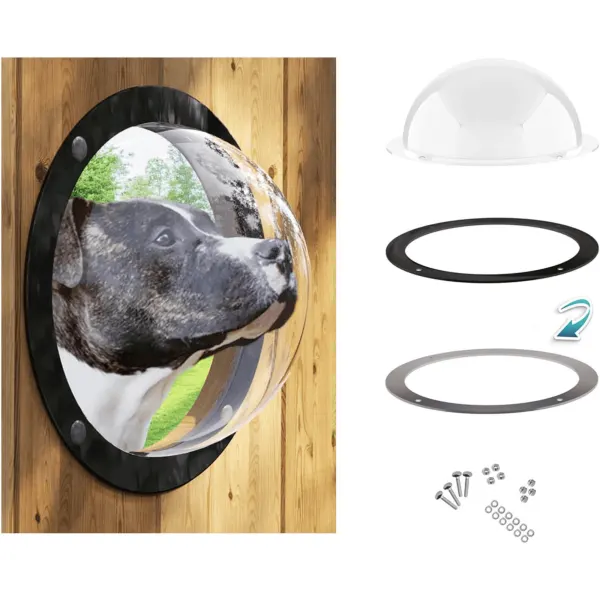 Hublou geam rotund pentru gard, casa de joaca, cusca, potrivit pentru Copii, Caini si Pisici, Ø31cm, Transparent