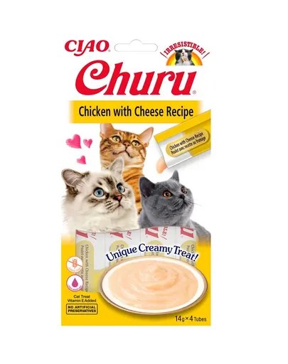 INABA Churu Cat Recompensa pentru pisici, piure cu pui si branza 56 g
