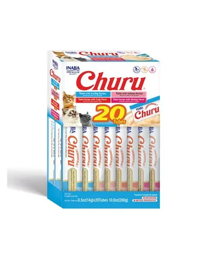 INABA Churu Varieties Tuna&amp;Seafood 20x14g Recomense cu ton si fructe de mare pentru pisici