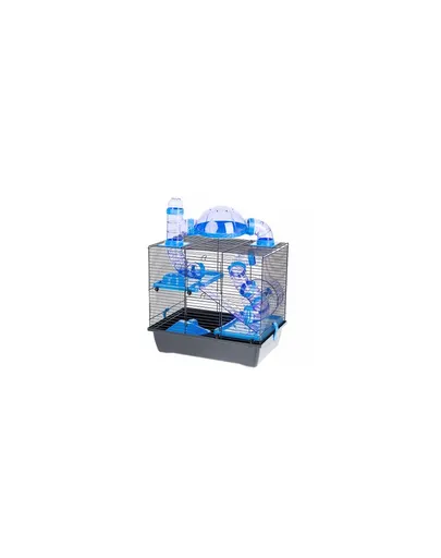 INTERZOO Rocky + Taras cușcă hamsteri cu accesorii, 42x29x55 cm, albastră