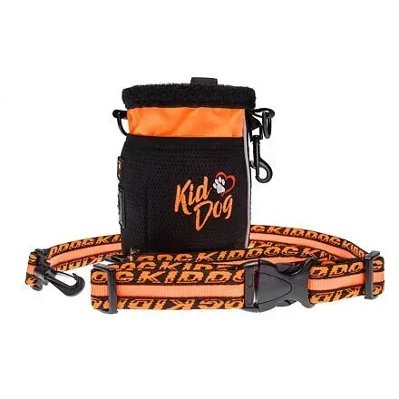 KidDog Gentuta Multifunctionala pentru Recompense, cu Pungi Igienice, 17x11 cm, Portocaliu Neon/ Negru