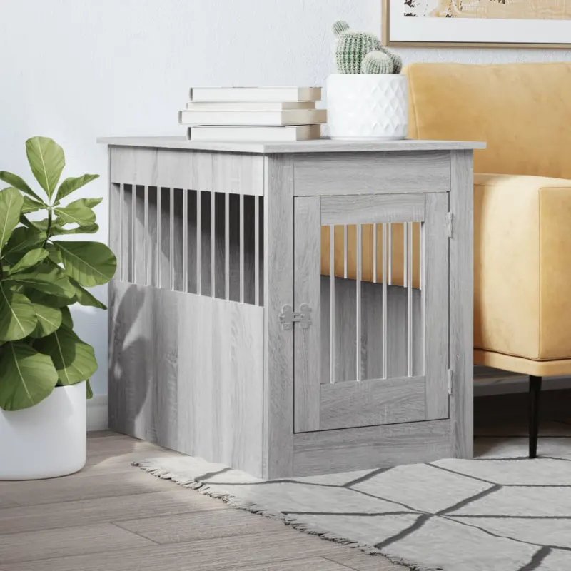 Lada pentru caini, gri sonoma, 55x80x68 cm, lemn compozit