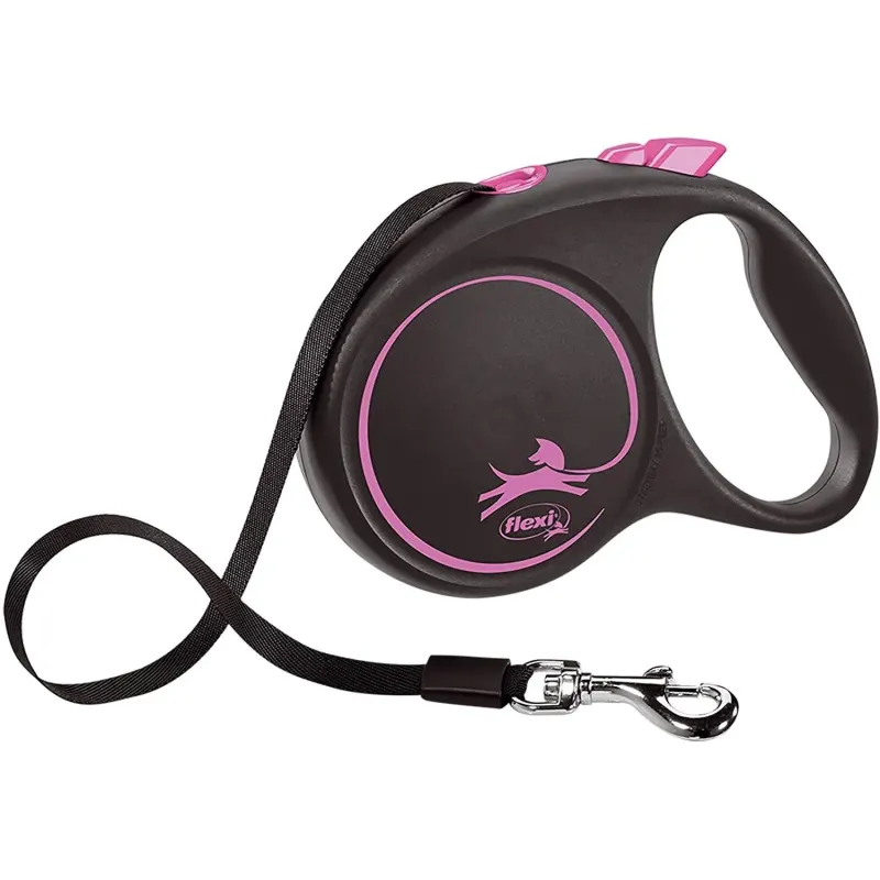 Lesa caini, Flexi, pana la 15 kg, S, 5 m, roz