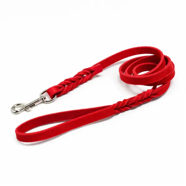 Lesa din piele colorata fara cusaturi - Rosu - 200 cm