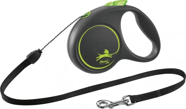 Lesa Flexi Black Design Snur S: 5m/12kg, Green 12254