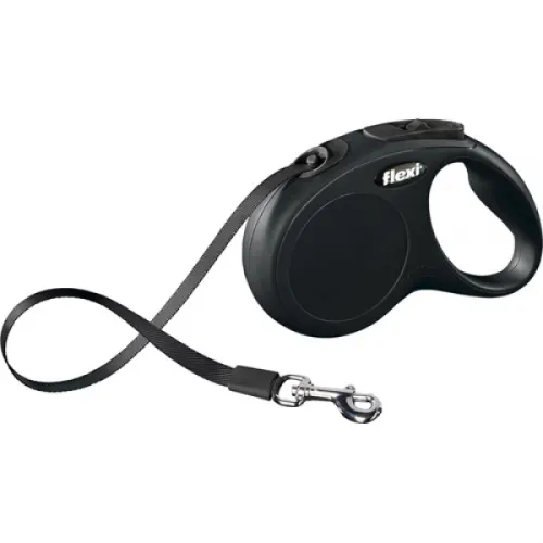 Lesa retractabila pentru caini, neagra, lungime 5 m, pentru caini cu greutate de pana la 50 kg