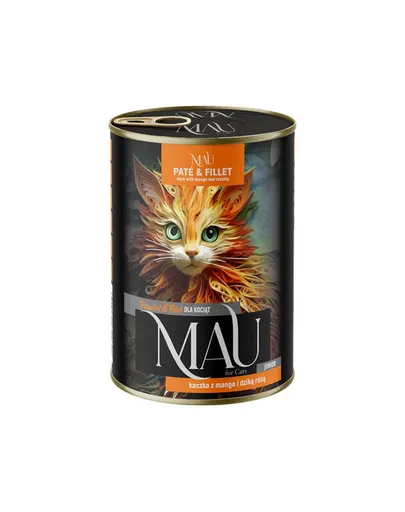 MAU Pate &amp; Filet hrană umedă pisoi de la 3 luni, cu rață, mango și măceșe, conservă 400 g