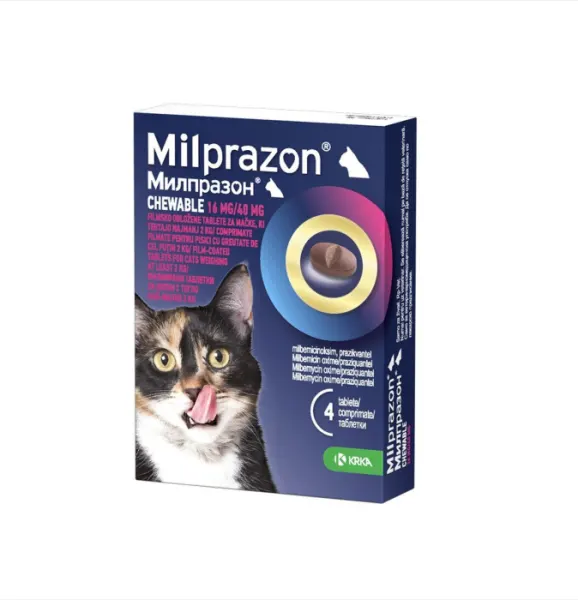Milprazon Chewable Cat 16   40 mg (2 - 8 kg), 4 tablete