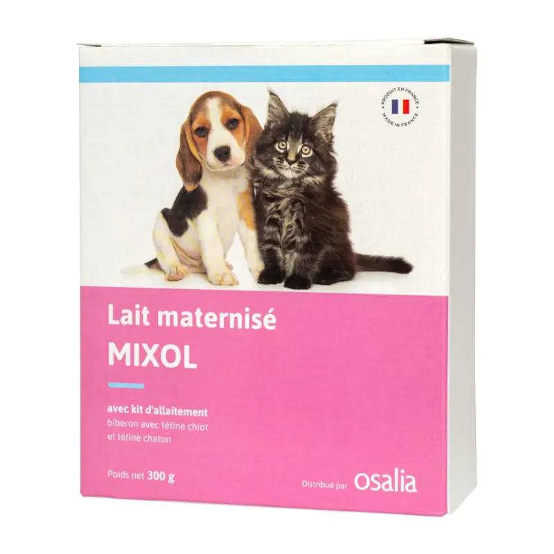 MIXOL lapte maternal cu Kit biberon și tetină, cutie înlocuitor lapte matern câini și pisici, 300g