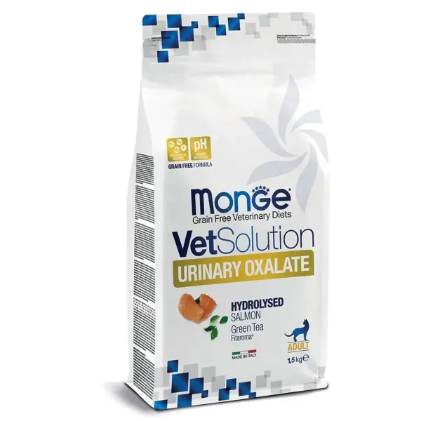 MONGE VETSOLUTION Urinary Oxalate, Somon, dietă veterinară, hrană uscată fără cereale pisici, sistem urinar, 1.5kg