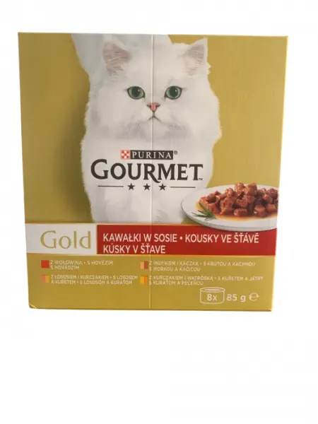Pachet Gourmet Gold Pate cu vita, somon, pui  curcan 8 buc x 85 gr