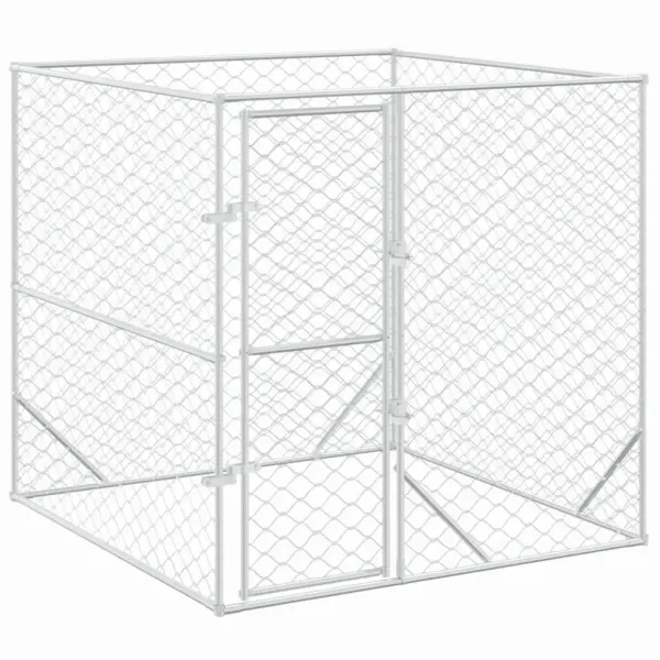 Padoc de exterior pentru caini argintiu 2x2x2 m otel galvanizat