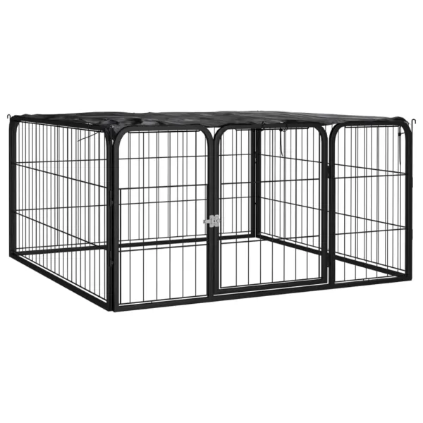Gossi padoc pentru caini cu 4 panouri, negru, 100x50 cm, otel