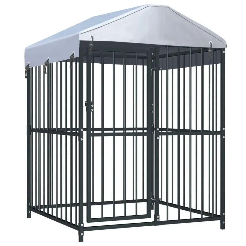 Padoc pentru caini de exterior cu acoperis, 120x120x150 cm