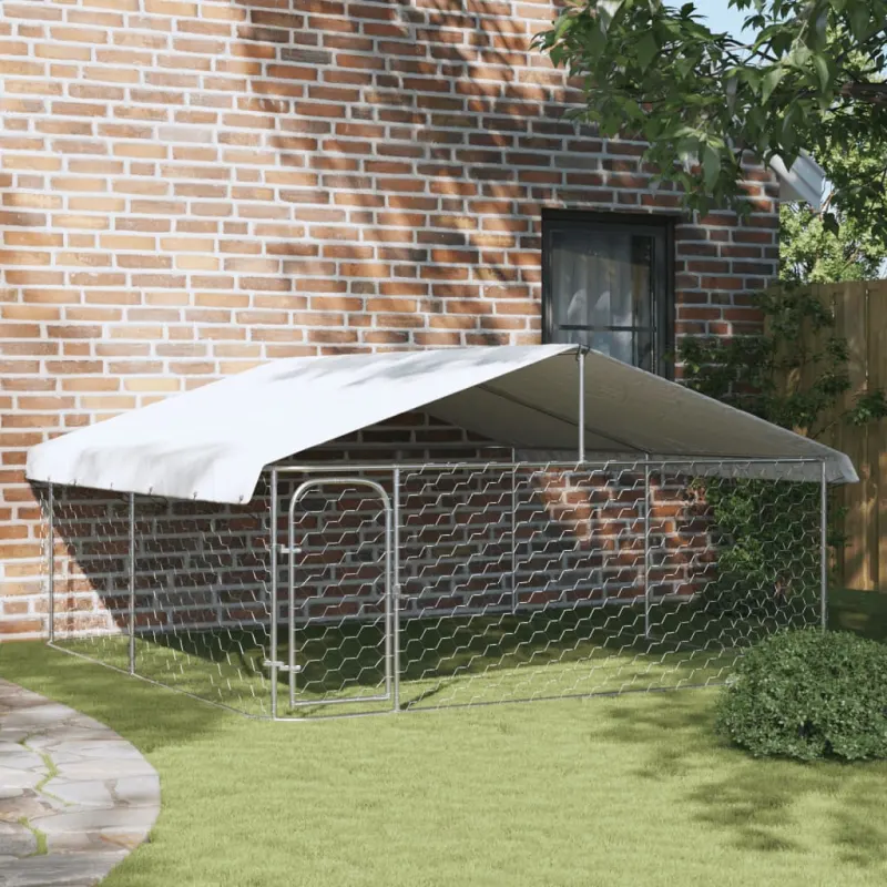 Padoc pentru caini de exterior, cu acoperis, 300x300x150 cm