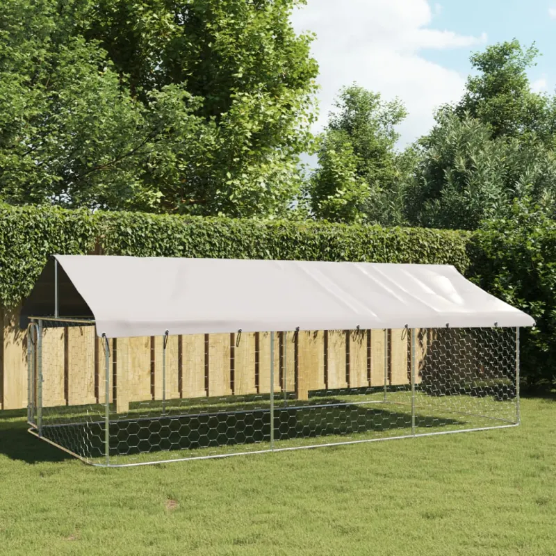 Padoc pentru caini de exterior, cu acoperis, 400x200x150 cm