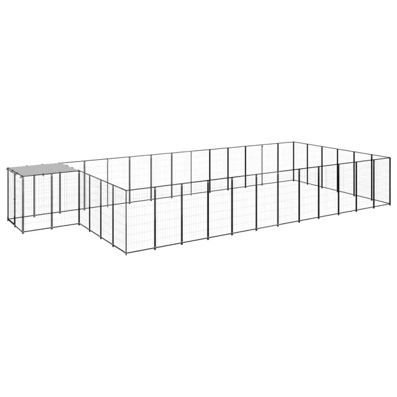 Padoc pentru caini, negru, 22,99 m2, otel