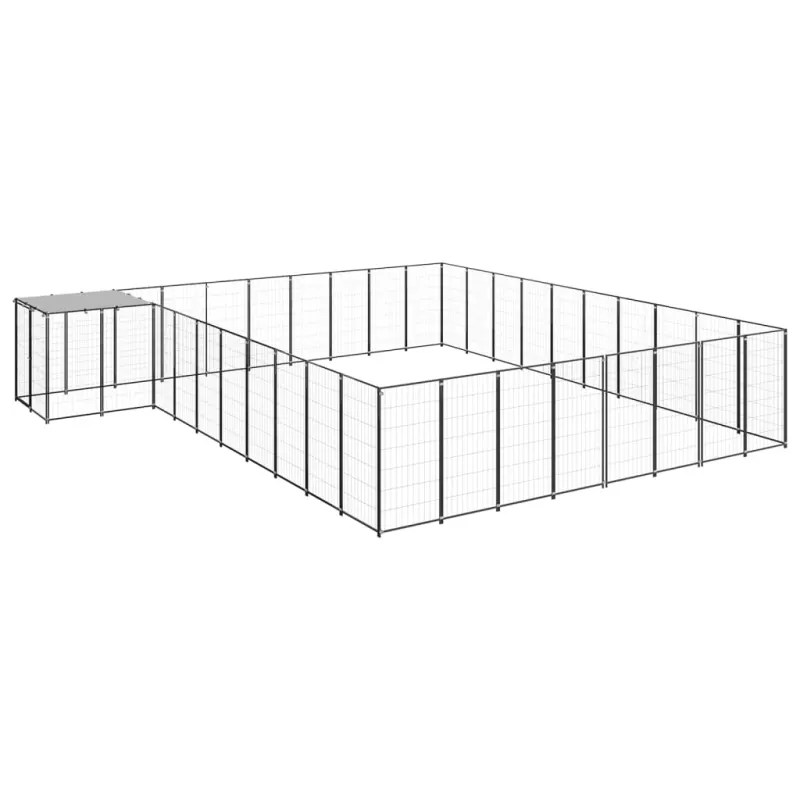 Padoc pentru caini, negru, 25,41 m2, otel