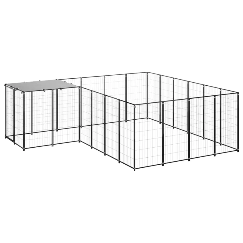 Padoc pentru caini, negru, 8,47 m2, otel