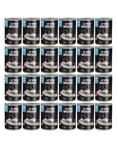PAN MIĘSKO Curcan cu cod hrană umedă completă pentru câini 24x400 g