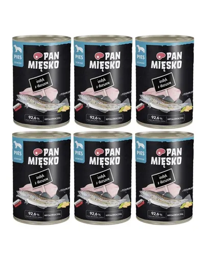 PAN MIĘSKO Curcan cu Cod Hrană umedă completă pentru câini 6x400 g
