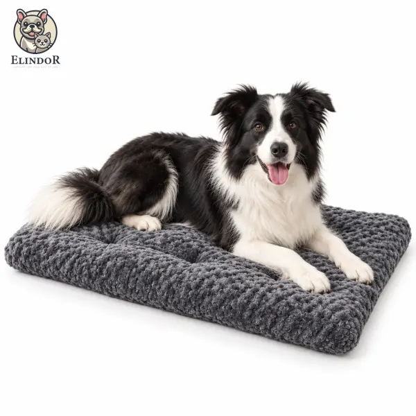Pat Confortabil pentru Caini Elindor® Dreptunghiular, Culcus Moale Antiderapant, Potrivit pentru Caine de Talie Medie, Ideal in Orice Anotimp, in Casa, 90 x 60 x 6 cm, Gri - Default Title