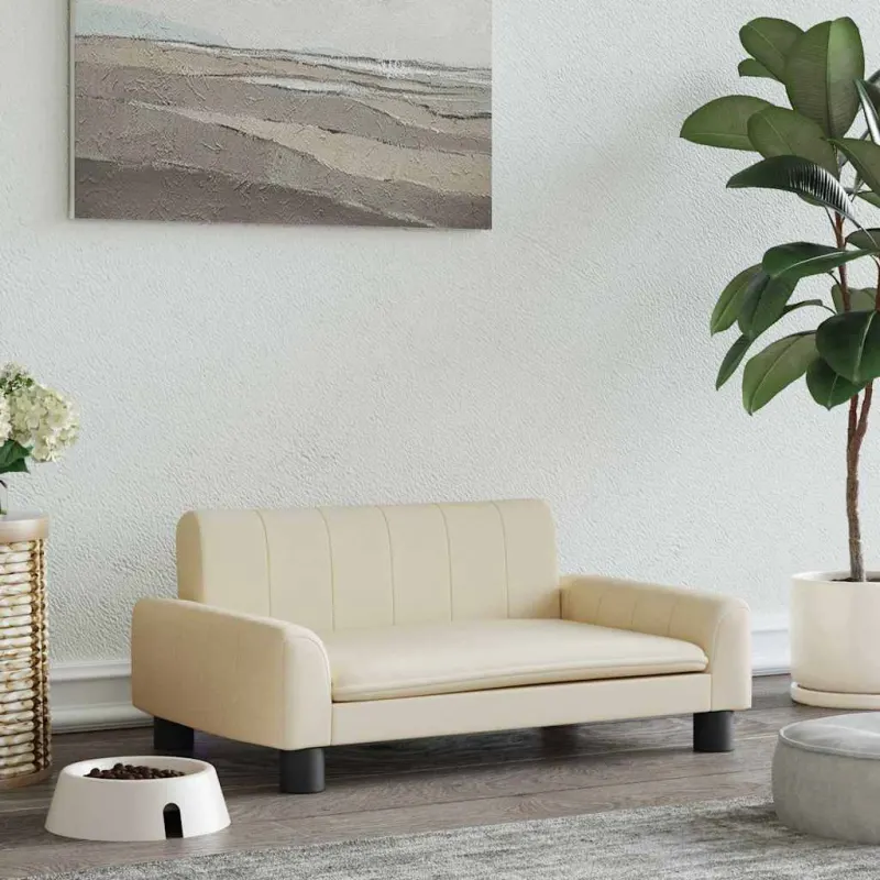 Pat de caini, crem, 70x45x30 cm, material textil