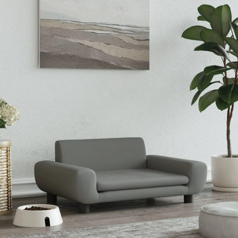 Pat de caini, gri inchis, 70x45x33 cm, catifea