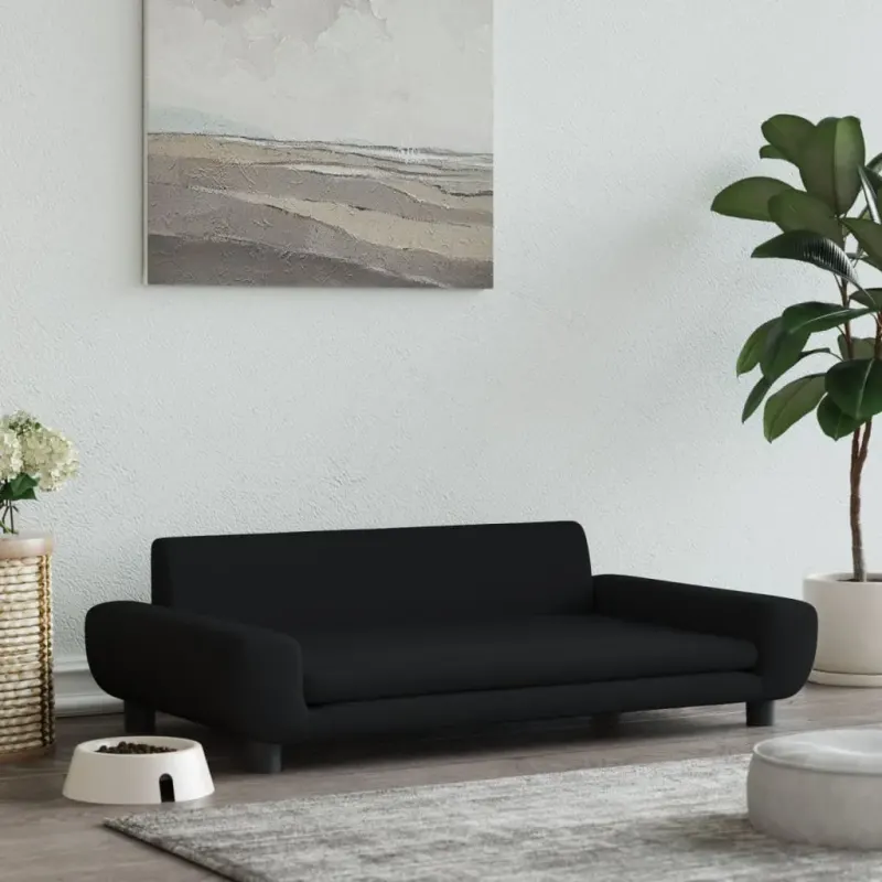 Pat de caini, negru, 100x54x33 cm, catifea