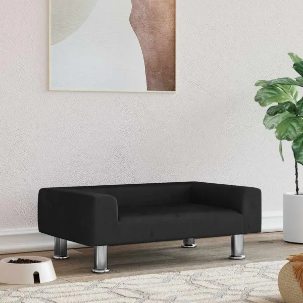 Gossi pat de caini, negru, 70x45x26,5 cm, catifea